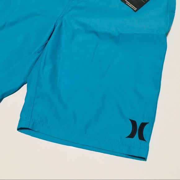 NWT Hurley Board Shorts Beach Swim Trunks Waist Size 34 L Neon Cyan Blue NEW - Picture 8 of 13